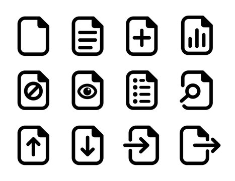 Document icons for web paper file view pdf documents vector