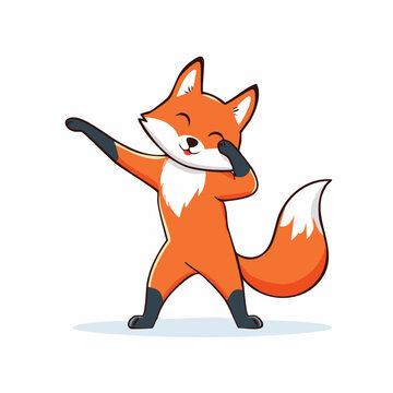 Cute cartoon fox doing the dab dance move