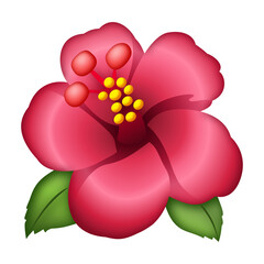 Hibiscus flower emoji illustration, isolated on transparent background. © Inka