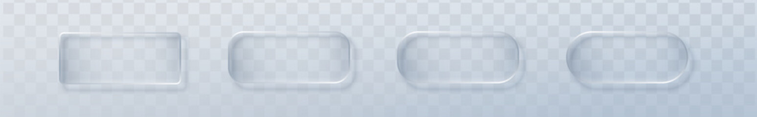 Set of Glass liquid effect for button box and 3d ui transparent. Web icon text for frame shape glass and element interface light. Glass vector design for button app liquid and box glossy round © Katerina