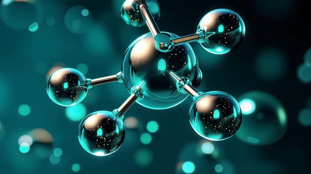 Glowing molecular model in dark scientific background, chemistry research, biotech innovation, pharmaceutical development, medical technology