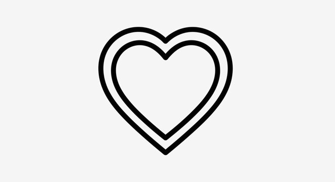 Black double line heart outline icon on white background.