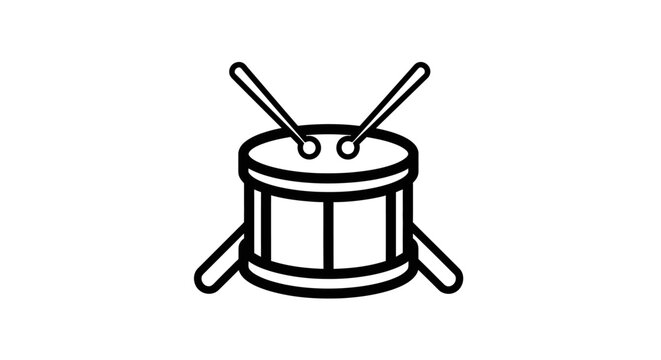 Black drum icon with two crossed drumsticks.