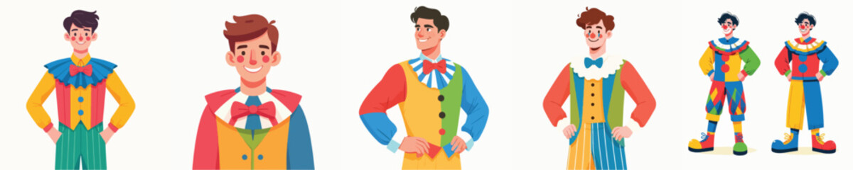 The image shows several cartoon-style young boys wearing colorful superhero costumes. Each character has a cheerful expression and different poses, such as standing confidently, smiling, and showing e © muharno