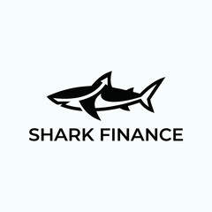 Fototapeta premium Minimalist black shark vector illustration featuring a rising financial arrow symbol designed for modern corporate branding identity on a clean white background for professional business use