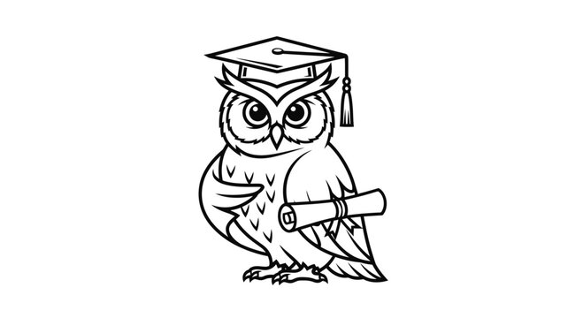 Wise Owl Graduation Symbol with Diploma Scroll