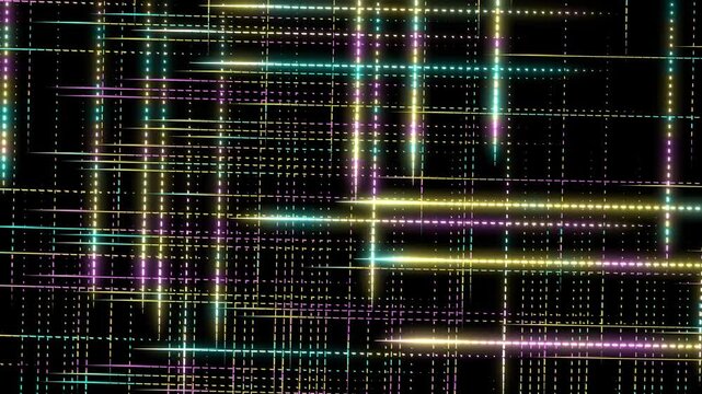 Animated Glowing Neon Golden Grid Lines Cyberpunk Network