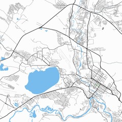 Naklejka premium Minimal vector street map of Chita, Zabaykalsky Krai, Russia. Detailed urban city plan with roads, highways, residential districts, river landscape, and surrounding natural areas. Modern cartography s