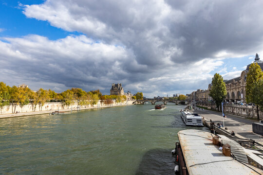 Thick clouds above Seine River