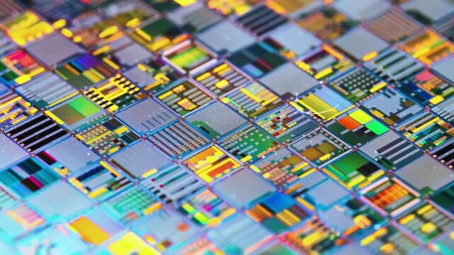 Semiconductor Silicon Wafer Crystalline Substrate Integrated Circuit Fabrication Process in 4K Ultra HD footage.
