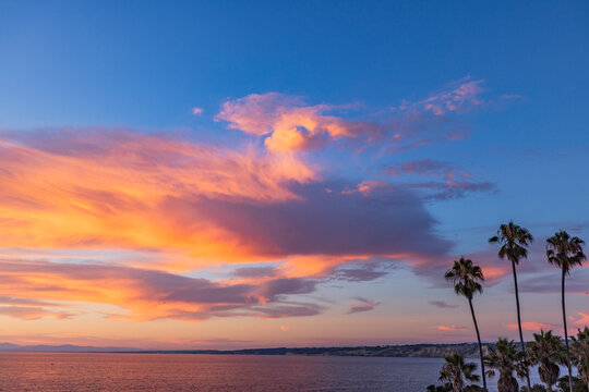 Clouds above ocean at sunset