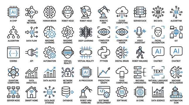 AI and Robotics A Comprehensive Collection of Icons for Technology and Innovation