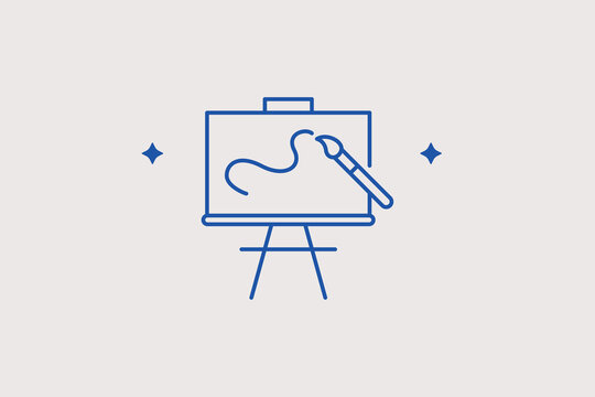 Drawing easel line icon for school art classes. Creative vector illustration for painting studio brochures.