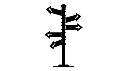 Directional signpost silhouette against a white background © Kobita