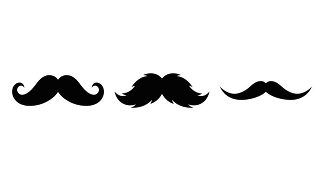 Three Mustache Silhouettes On White Background moustaches
