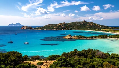 Obraz premium Scenic view of ocean and coastline.