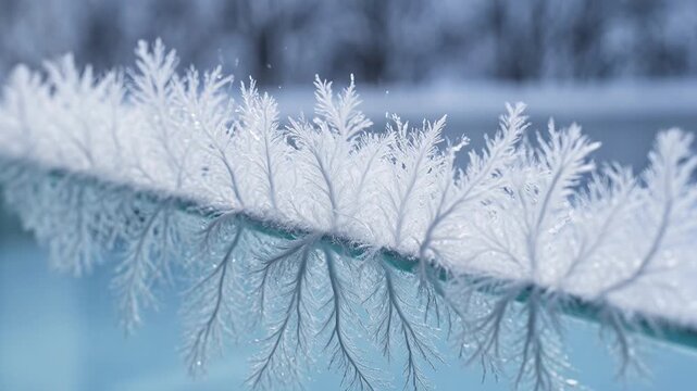 Captivating formation of frost patterns on a window pane in cold weather