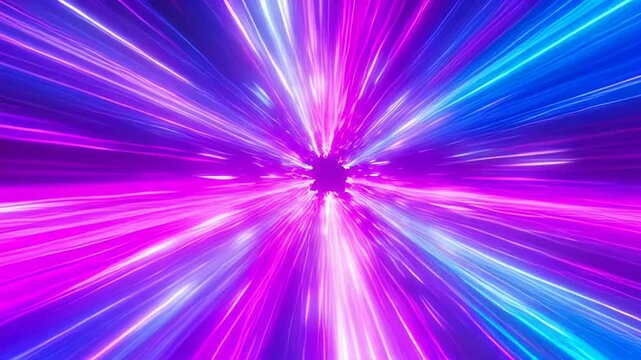 Dynamic neon light streaks exploding into colorful patterns