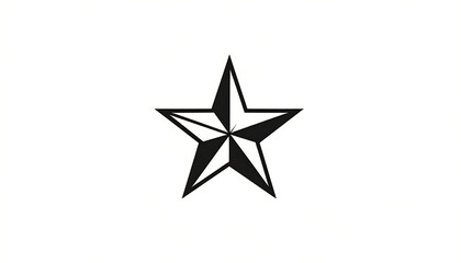 Obraz premium Isolated graphic star emblem, five pointed celestial body outline with inner details, simple dark symbol on white background