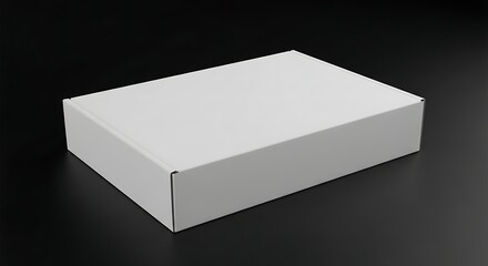 Fototapeta premium Blank white cardboard box mockup for shipping or retail product packaging on dark background supply delivery logistics storage