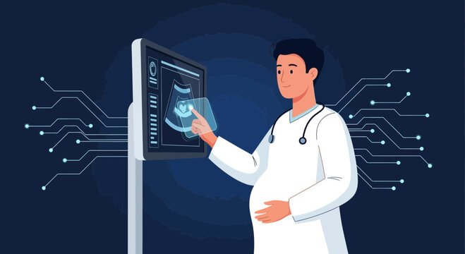 Doctor Using Ultrasound Technology, Medical Innovation, Healthcare Future