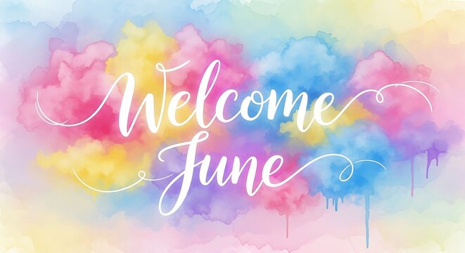 Colorful welcome june celebration background design.