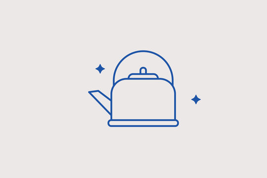 Classic teapot line icon for kitchen breakfast brewing. Clean vector illustration for cafe hot drink menus.