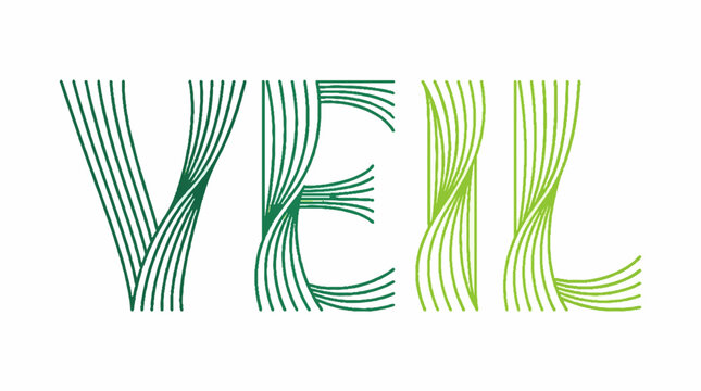 VEIL word typography made of green flowing parallel lines