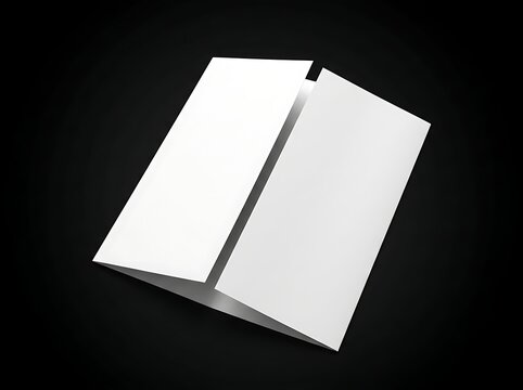 Isolated gate fold brochure mockup on black background for corporate branding and paper document presentation design layout