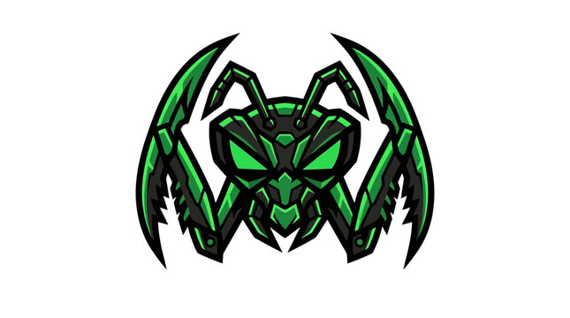 Green Robotic Ant Mascot, Sci-Fi Insect Character Illustration