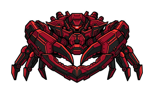 Mechanical Red Crab Robot, Sci-Fi Creature, Futuristic Warrior, Cybernetic Animal