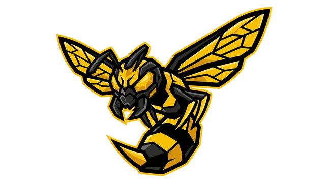 Aggressive Wasp Insect Mascot Vector Illustration - Danger Symbol