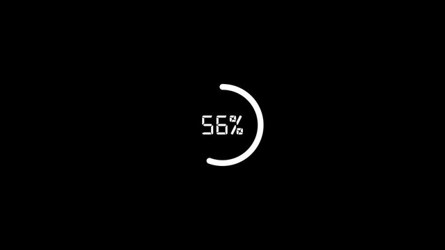 Counting animation from 1 to 100 percent with smooth numeric progress effect on clean black background symbolizing growth update loading measurement concept.