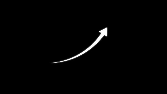 Business growth arrow and graph chart animation. Up arrow animation on black background.