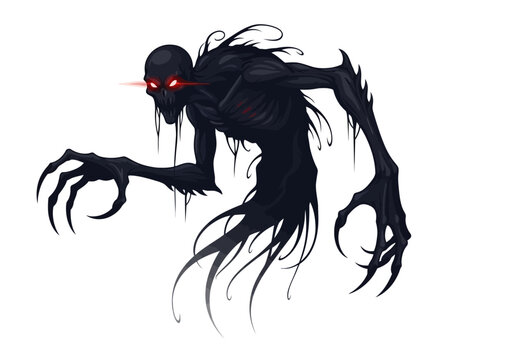 A menacing shadowy creature with glowing red eyes and long sharp claws.
