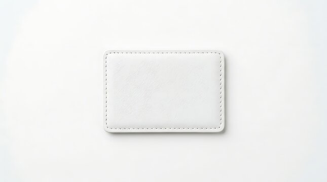 Isolated rectangular white fridge magnet mockup featuring speckled stone texture and stitched edges for promotional branding