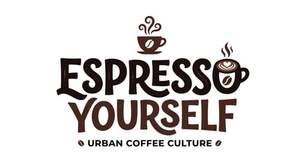 Obraz premium Espresso Yourself: Urban Coffee Culture with Steam and Latte Art