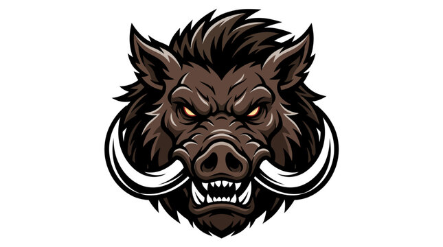 Fierce Boar Head Mascot, Aggressive Wild Animal Illustration