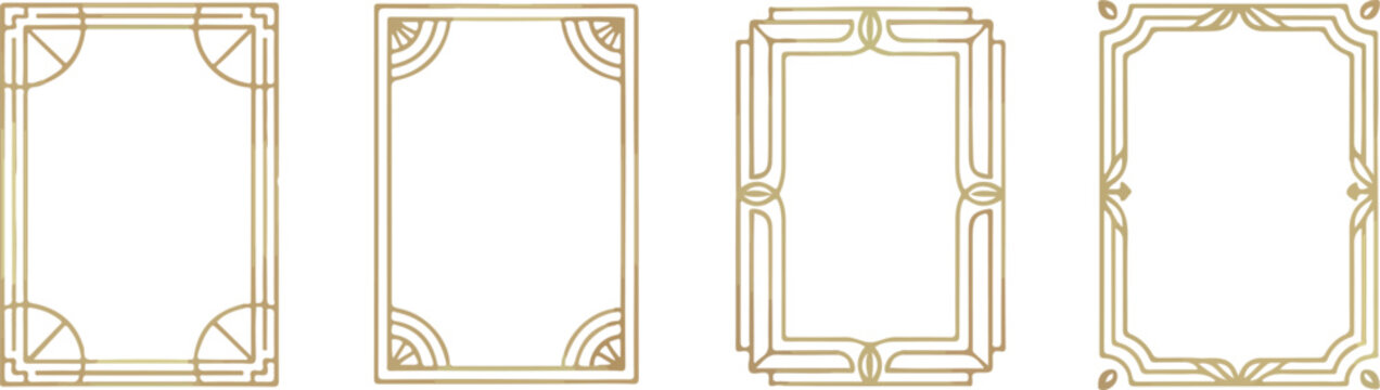 Elegant gold art deco vector frames with modern geometric decorative border elements