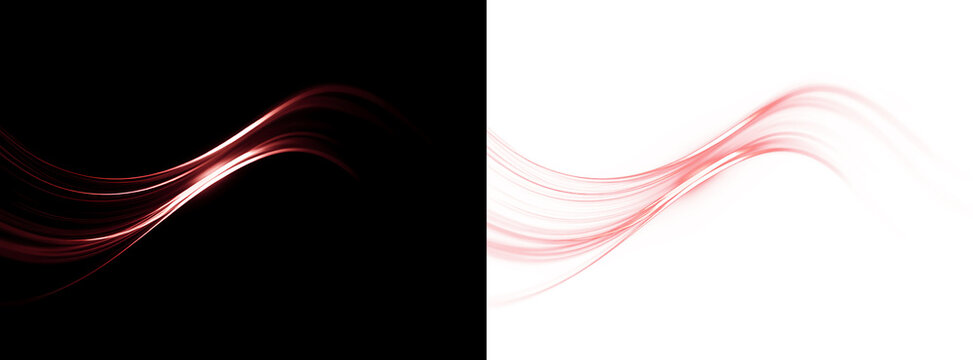 Abstract illustration depicting luminous movement and dynamic, fluid energy. Dynamic red wave with glowing light trails and elegant flowing silk texture. Red light PNG waves with.