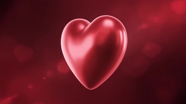3d Red Heart Animation with Bokeh