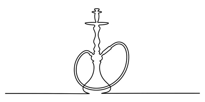Hookah shisha pipe continuous single line drawing
