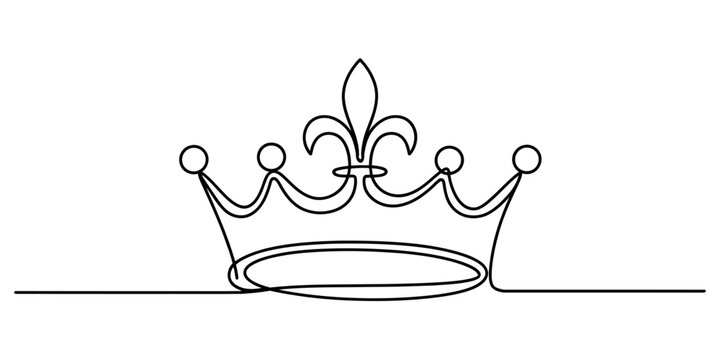 Continuous single line drawing of a royal crown