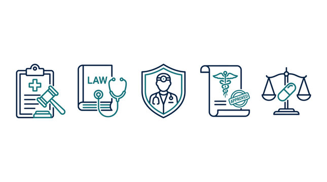Medical Law and Healthcare Justice Professional Icon Set