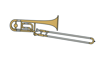 Obraz premium Vector illustration of a brass trombone musical instrument on a white background
