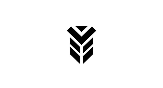 Abstract Geometric Downward Pointing Arrow Symbol on Isolated White Background