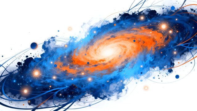 Galaxy with swirling blue and orange colors