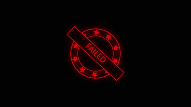 Official red failed stamp graphics indicate system verification errors. Technical red failed stamp visualizes unsuccessful test data. Quality compliance concept with red failed stamp.