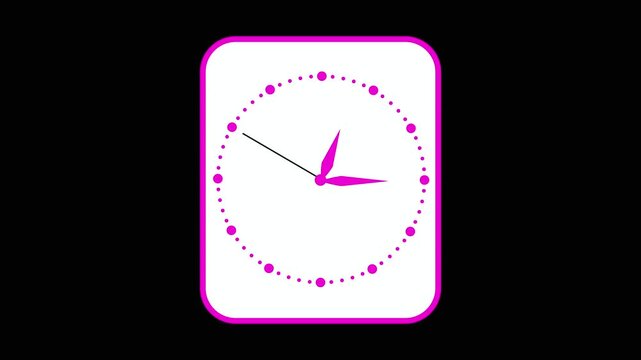 Modern square clock face displays precise time keeping metrics. Creative square clock face loops for professional corporate backdrops. Time management concept using square clock face.