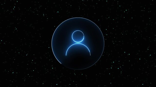 Digital user icon represents secure corporate network profile access. Professional user icon visualizes modern cloud computing identity logs. Customer account database concept with user icon.